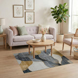 Gold and Silver Abstract Area Gold Wave Abstract Area Rug