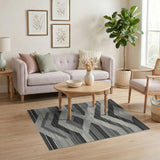 Black and White Black White Geometric Diamond Stripe Rug