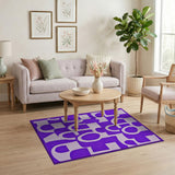 Purple 'ENJOY' Geometric Modern Area Rug