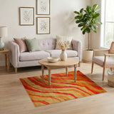 Fiery Red Orange Zigzag Geometric Area Rug