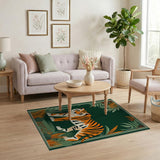 Orange Tiger in Lush Green Jungle Rug