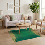 Emerald Green Gold Geometric Area Rug