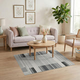 Geometric Modern Black White Geometric Stripe Rug