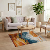 Abstract Sunset Over Layered Mountains Area Rug
