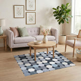 Blue Grey Octagon Geometric Area Rug
