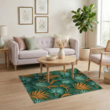 Vibrant Palm Frond Leaf Area Rug