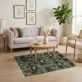 Whimsical Cartoon Mice Harvest Berries Acorns Rug