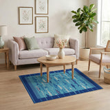 Blue and Teal Blue Teal Fish School Coastal Area Rug