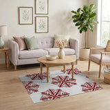 Intricate Red Snowflake Area Rug