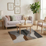 Abstract Wavy Grey Area Rug