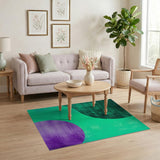 Teal Green Purple Abstract Circle Area Rug