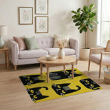 Whimsical Black Cat Silhouettes Yellow Area Rug