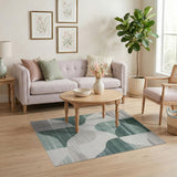 Abstract Teal Green Geometric Area Rug