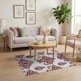 Floral Vintage Elegant Red Damask Floral Area Rug