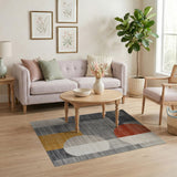 Modern Geometric Abstract Area Rug in Grey Multi-Color