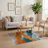 Multi-color and Patterns Layered Sunset Mountains Geometric Area Rug