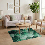 Emerald Crystal Hexagon Green Area Rug