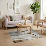 Beige Abstract Curve Modern Area Rug