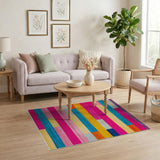 Vibrant Multi-Color Stripe Geometric Area Rug