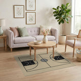 ODIKA Basketball Court Washable Area Rug - Low Pile Non-Slip Playroom Carpet