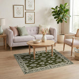 Ornate Green Paisley Persian Area Rug