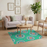 Turquoise Starburst Geometric Area Rug