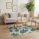 Boho Chic Lush Green Leaves Area Rug