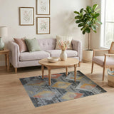 Grey Orange Geometric Southwestern Area Rug