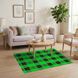 Vibrant Green Black Plaid Green Area Rug