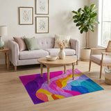 Multi-color and Patterns Vibrant Abstract Wave Multi-Color Area Rug