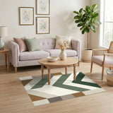 Green Chevron Geometric Area Rug