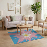 Vibrant Pink Blue Starburst Area Rug
