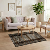 Brown Tan Plaid Stripe Woven Area Rug