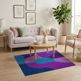Purple Teal Organic Abstract Area Rug
