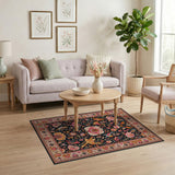 Vibrant Persian Floral Birds Area Rug