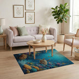 Majestic Sea Turtle Coral Reef Area Rug