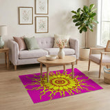 Vibrant Pink Mandala Sunflower Area Rug