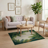 Lush Palm Frond Coastal Area Rug
