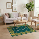 Emerald Green Snowflake Persian Area Rug