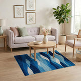 Blue Wave Geometric Modern Area Rug