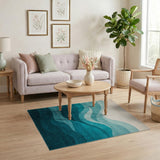 Cascading Teal Waves Area Rug