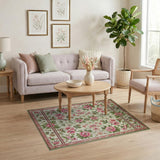 Vintage Pink Peony Floral Vintage Area Rug