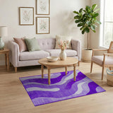 Purple Purple Wavy Abstract Area Rug