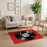 Retro Vinyl Record Red Area Rug
