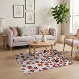 Black Bird Silhouettes Red Maple Leaves Rug