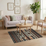 Southwestern Orange Geometric Tribal Rug
