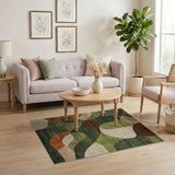 Green Green Abstract Geometric Modern Area Rug