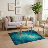 Teal Ocean Currents Coral Reef Area Rug