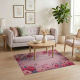 Vintage Blush Pink Rose Floral Area Rug
