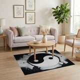 Black and White Cosmic Yin Yang Black White Area Rug